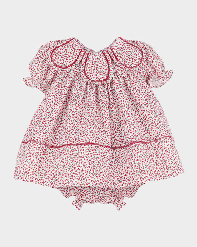 Girl's Petal Collar Dress with Bloomers, Size 12M-3